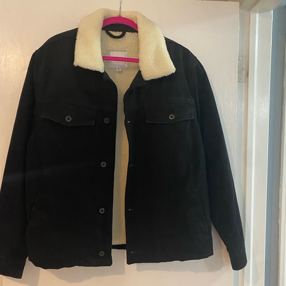 Topman Black Sherpa Jean Jacket